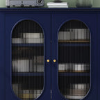 3 Tiers Modern Wood Rectangular Accent Cabinet  with Glass Door