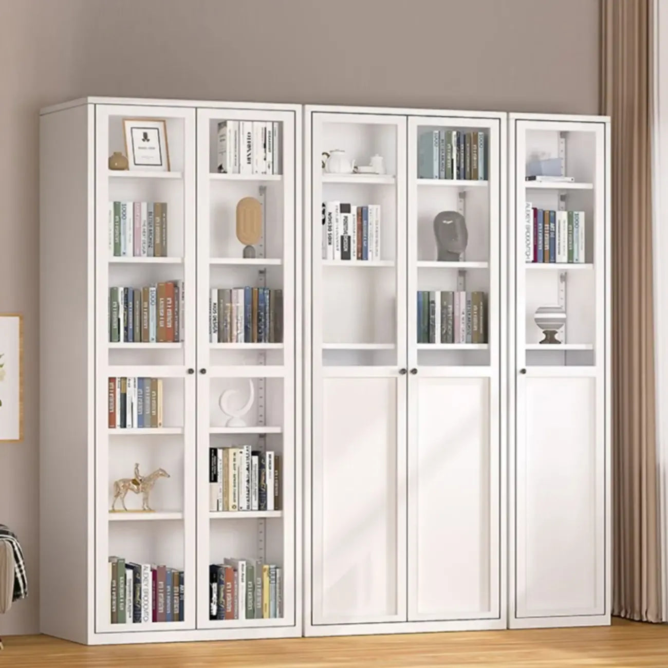 79'' White Alloy Rectangle Storage Cabinet with Exterior Shelf