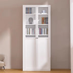 79'' White Alloy Rectangle Storage Cabinet with Exterior Shelf