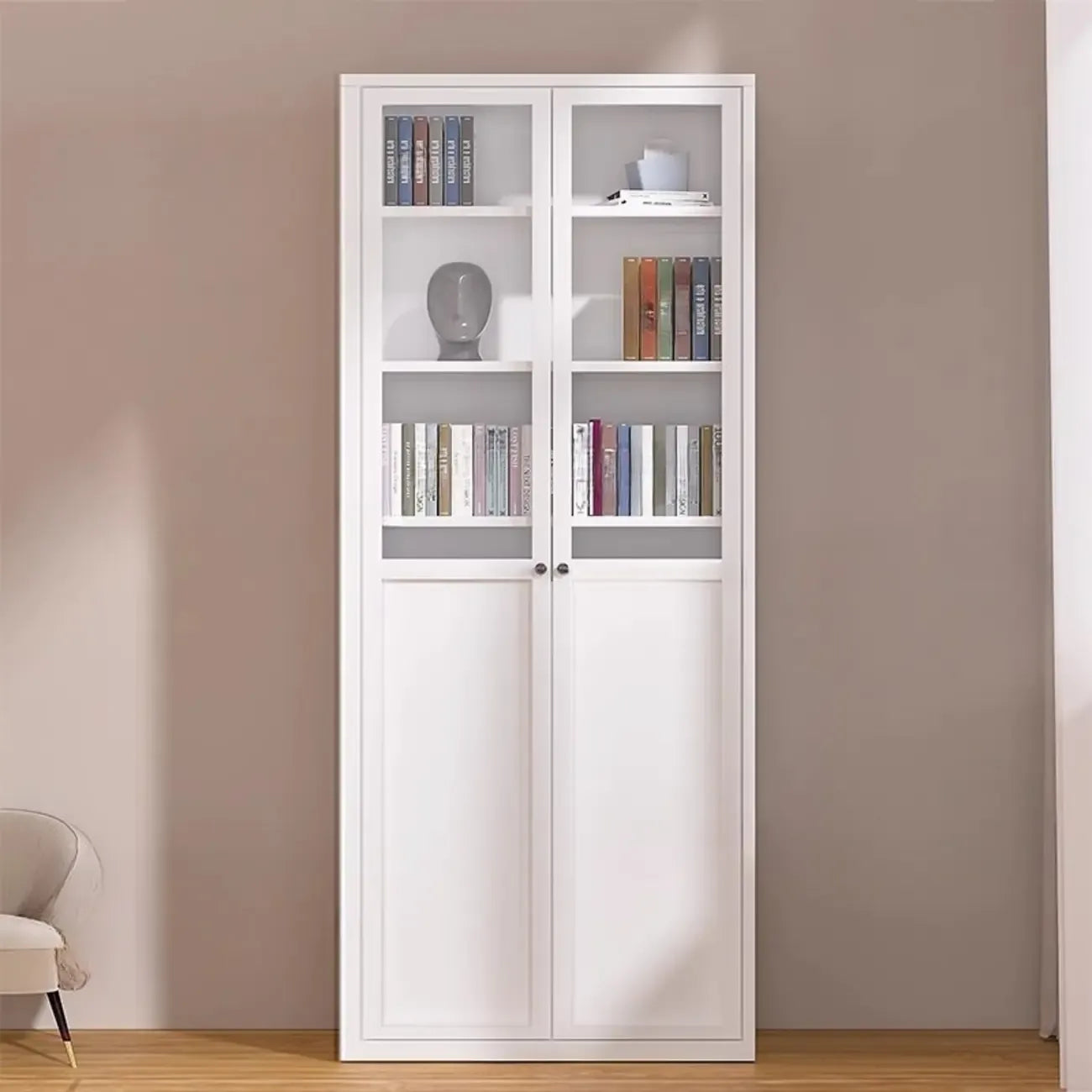 79'' White Alloy Rectangle Storage Cabinet with Exterior Shelf