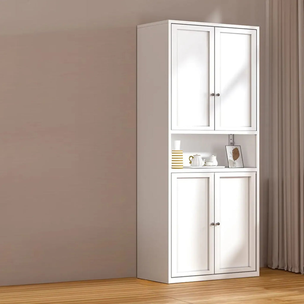 79'' White Alloy Rectangle Storage Cabinet with Exterior Shelf