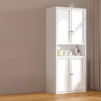 79'' White Alloy Rectangle Storage Cabinet with Exterior Shelf