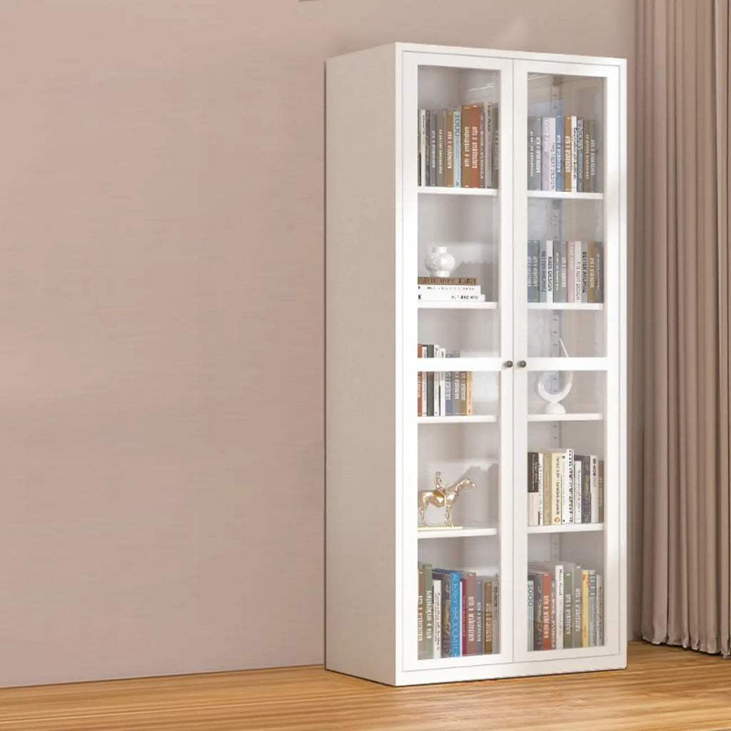 79'' White Alloy Rectangle Storage Cabinet with Exterior Shelf