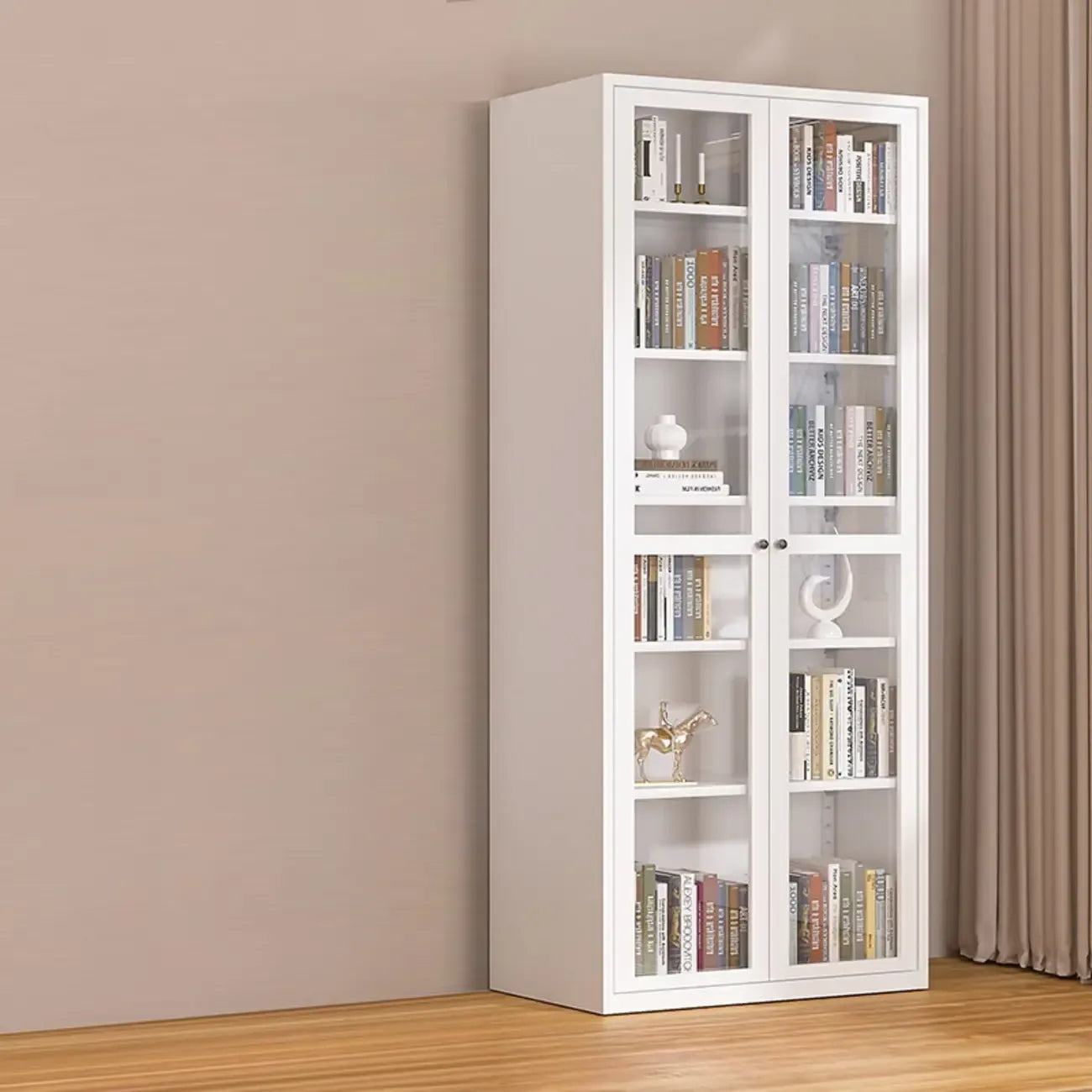 79'' White Alloy Rectangle Storage Cabinet with Exterior Shelf