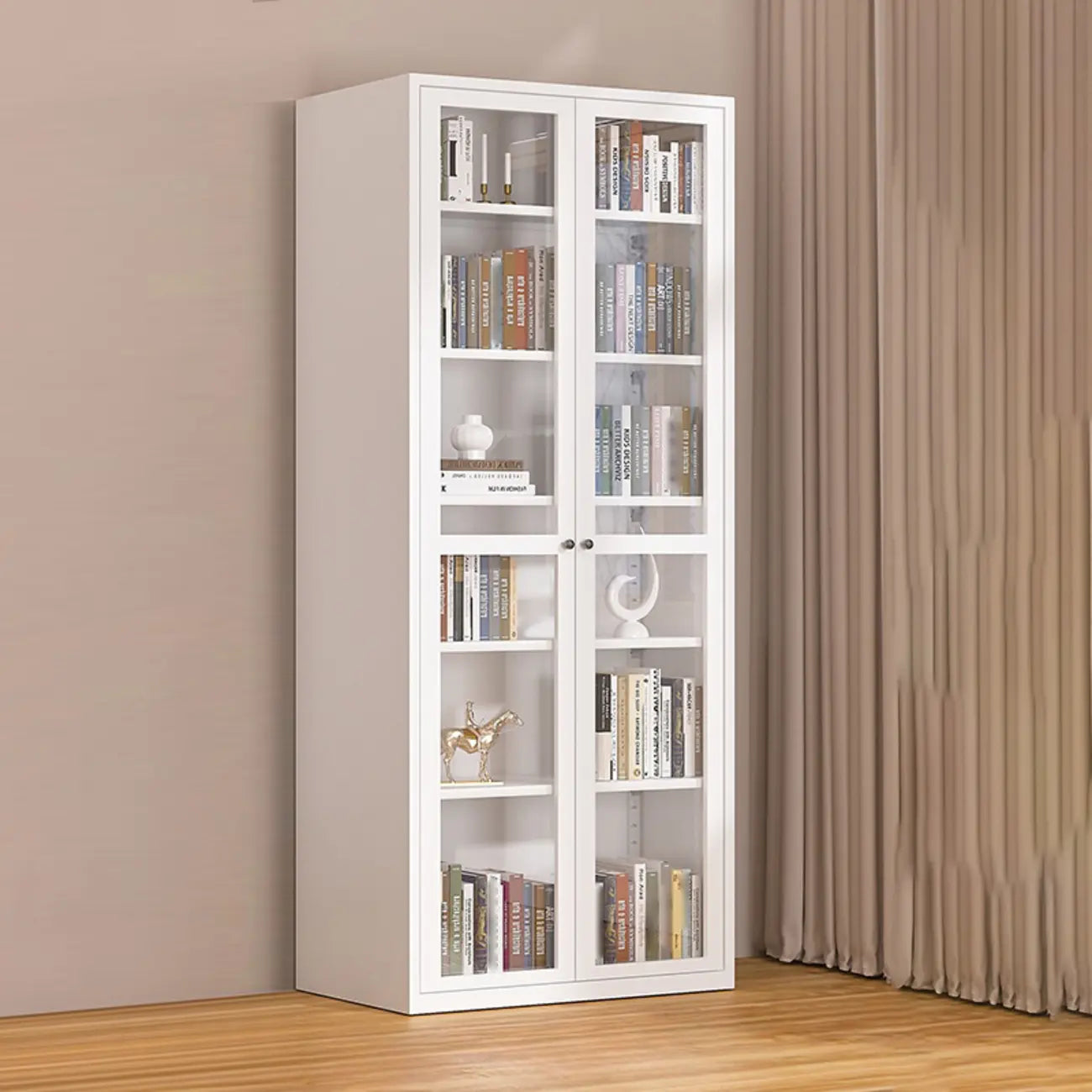 79'' White Alloy Rectangle Storage Cabinet with Exterior Shelf