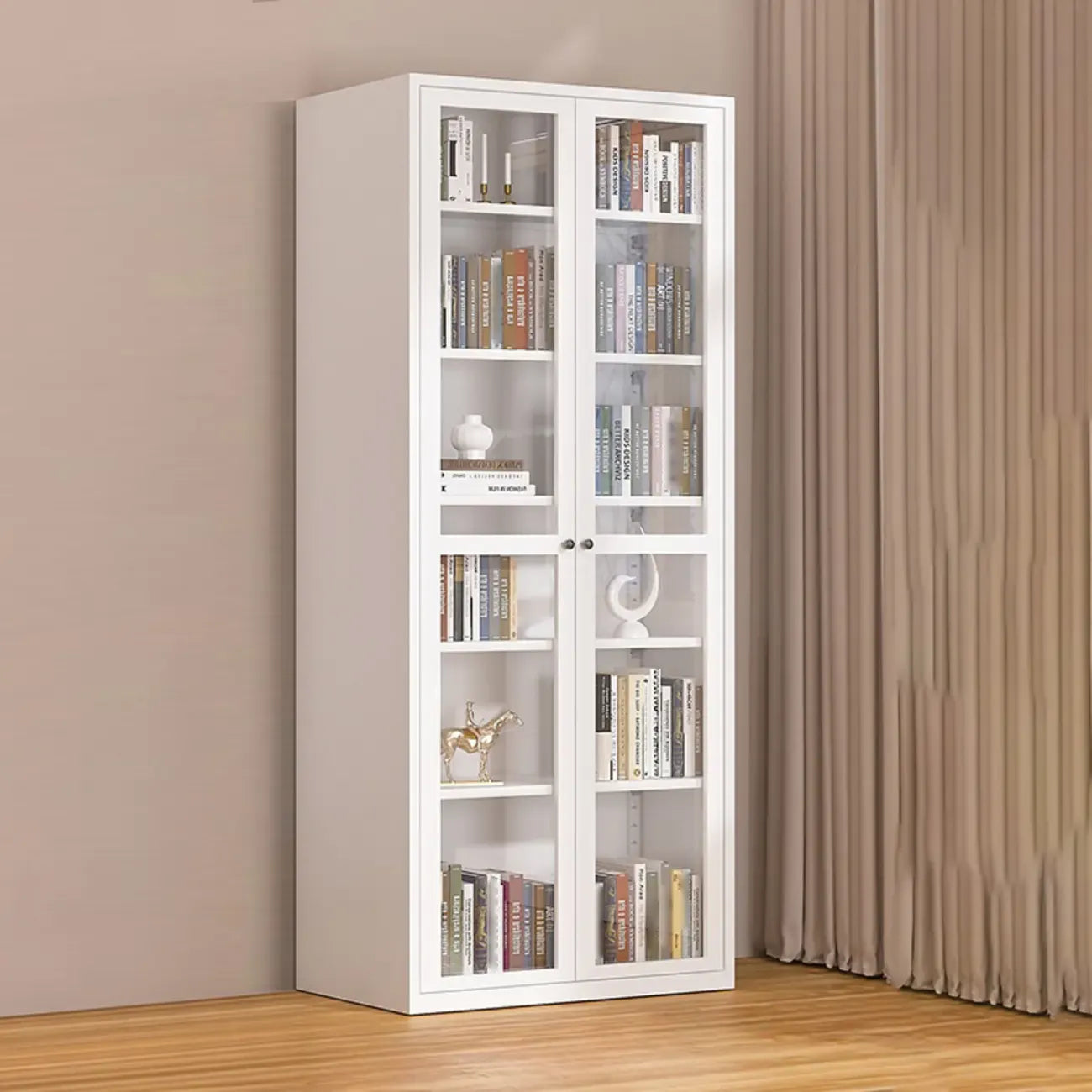 79'' White Alloy Rectangle Storage Cabinet with Exterior Shelf