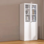 79'' White Alloy Rectangle Storage Cabinet with Exterior Shelf