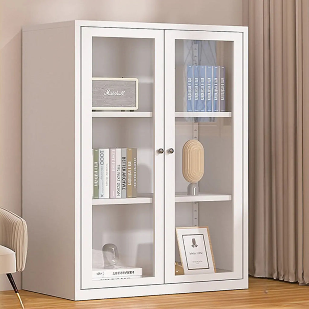 79'' White Alloy Rectangle Storage Cabinet with Exterior Shelf