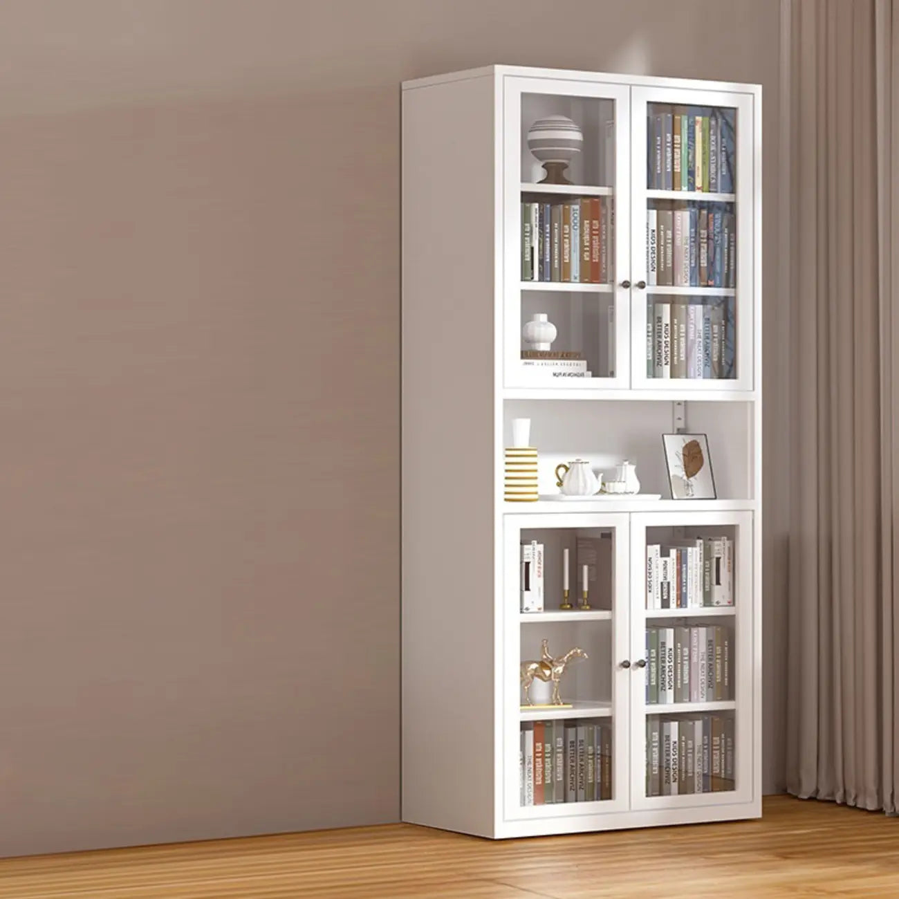 79'' White Alloy Rectangle Storage Cabinet with Exterior Shelf