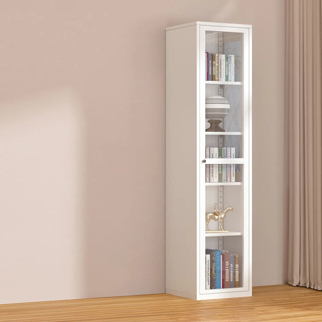 79'' White Alloy Rectangle Storage Cabinet with Exterior Shelf