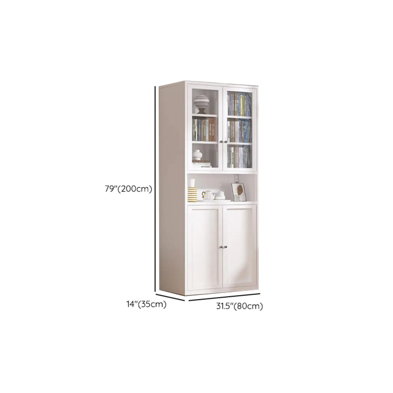 79'' White Alloy Rectangle Storage Cabinet with Exterior Shelf