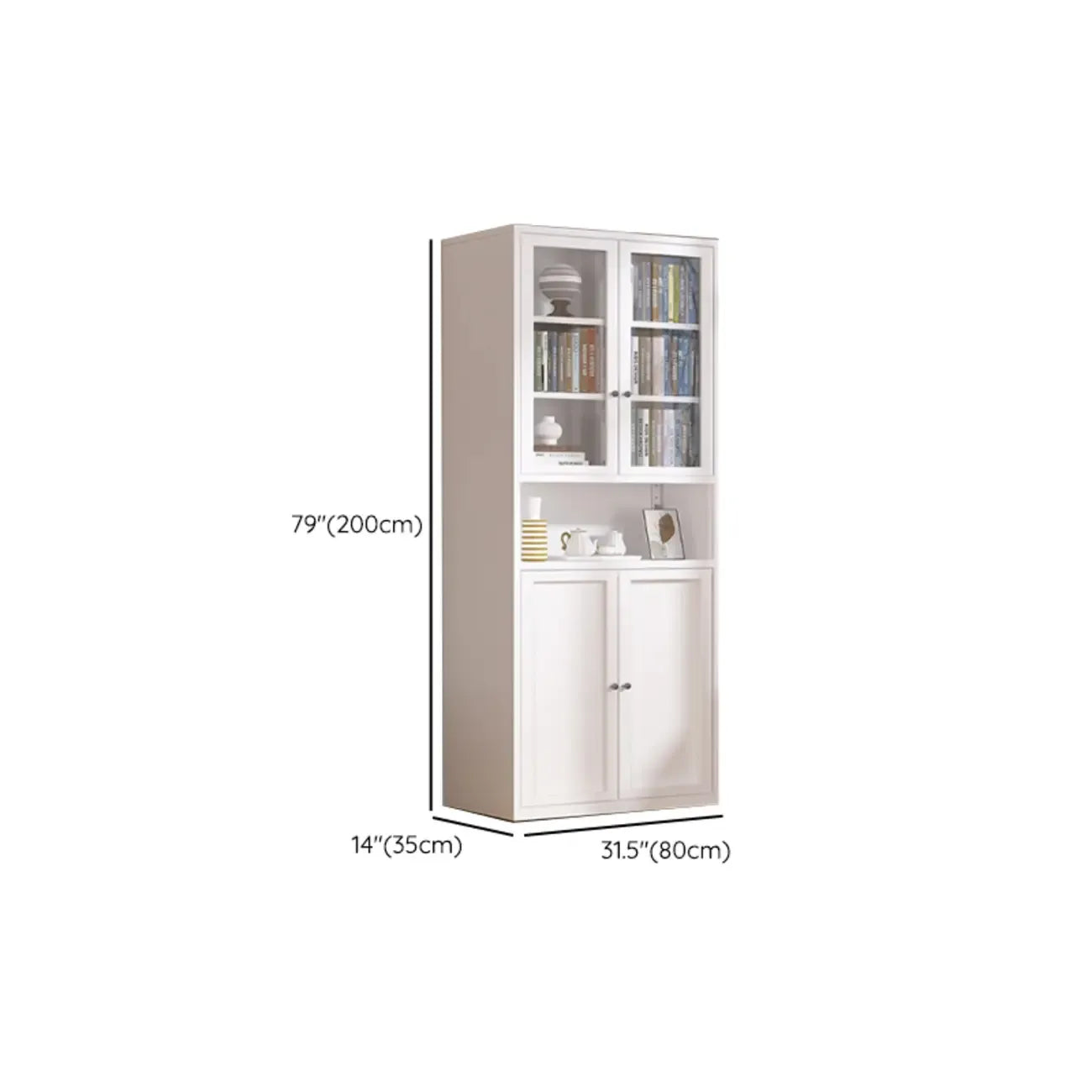 79'' White Alloy Rectangle Storage Cabinet with Exterior Shelf