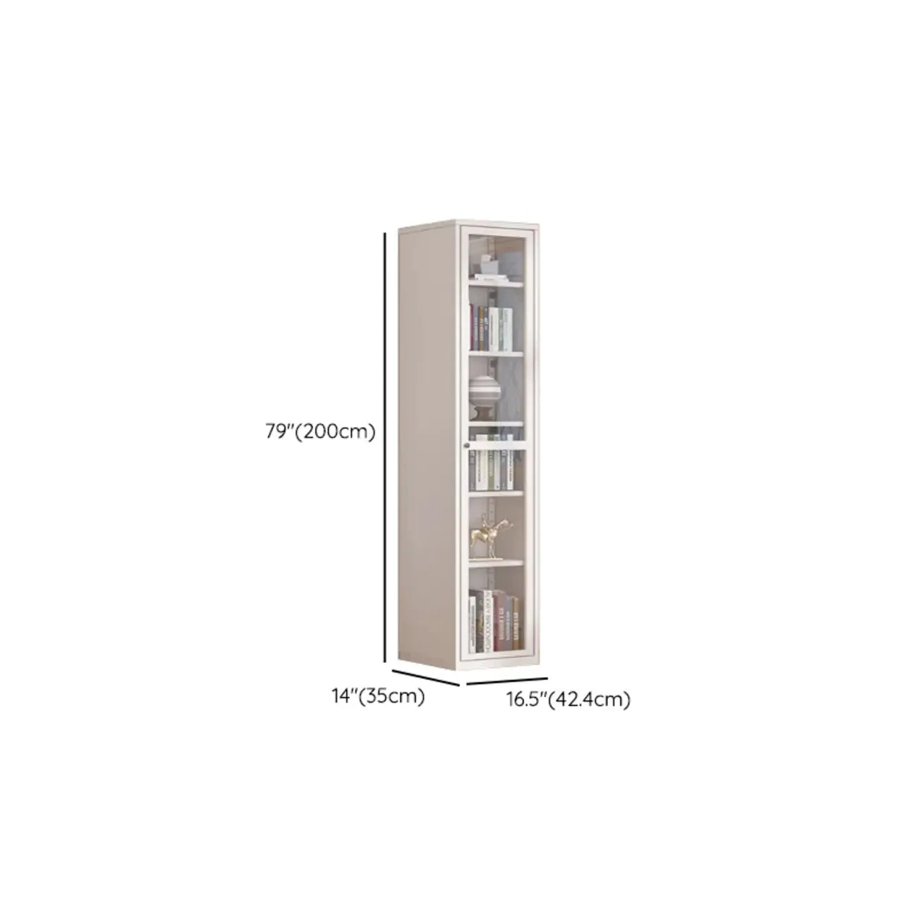 79'' White Alloy Rectangle Storage Cabinet with Exterior Shelf