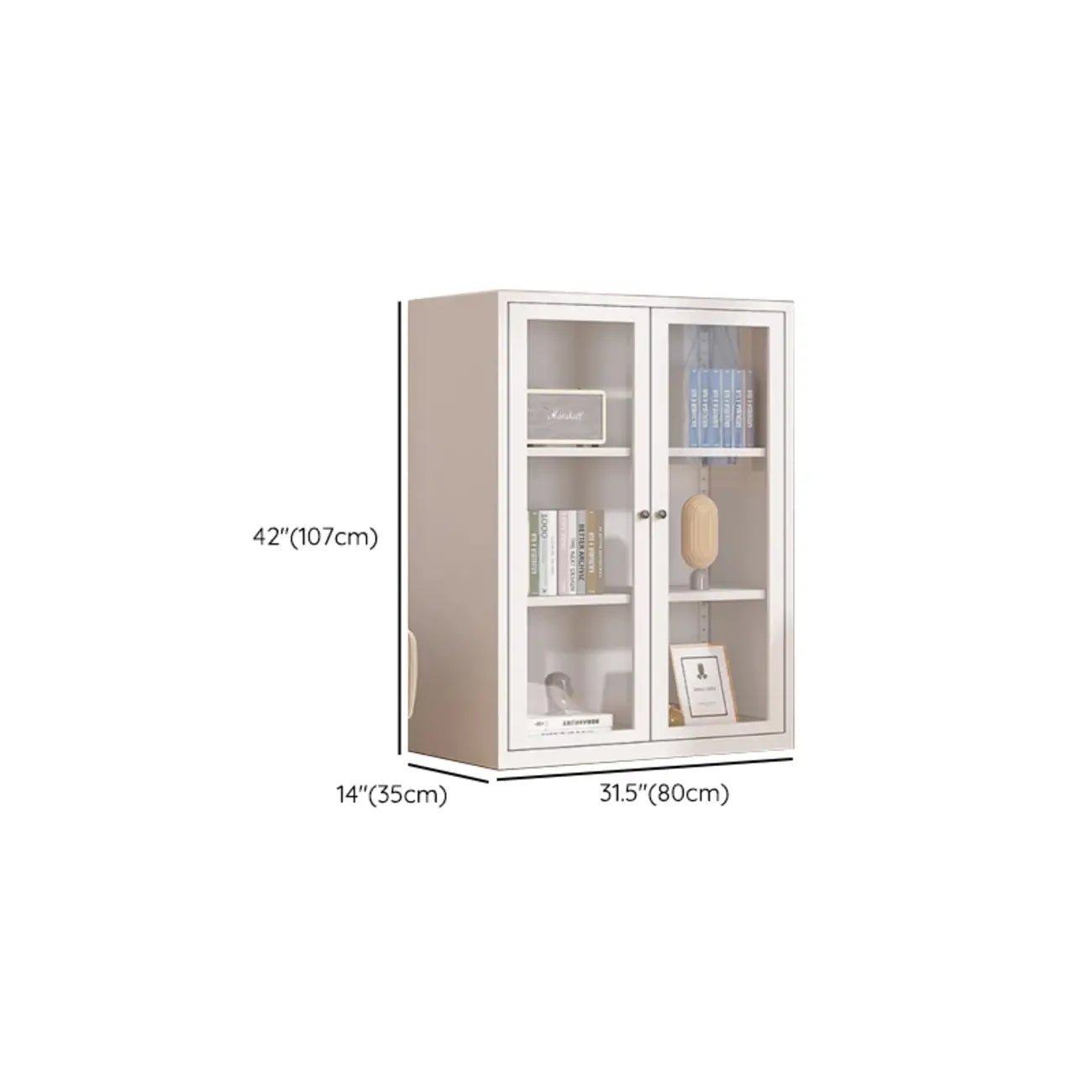 79'' White Alloy Rectangle Storage Cabinet with Exterior Shelf