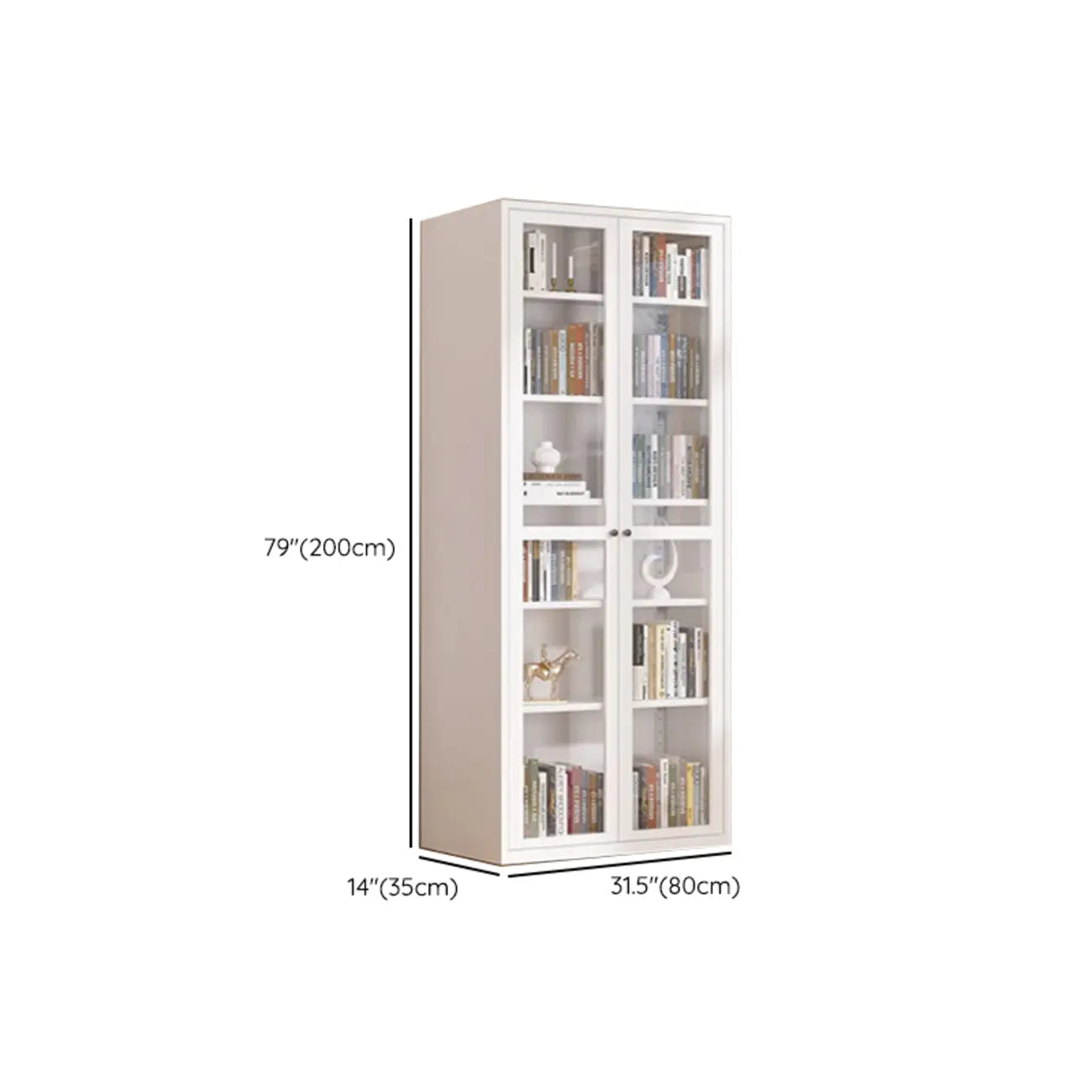 79'' White Alloy Rectangle Storage Cabinet with Exterior Shelf