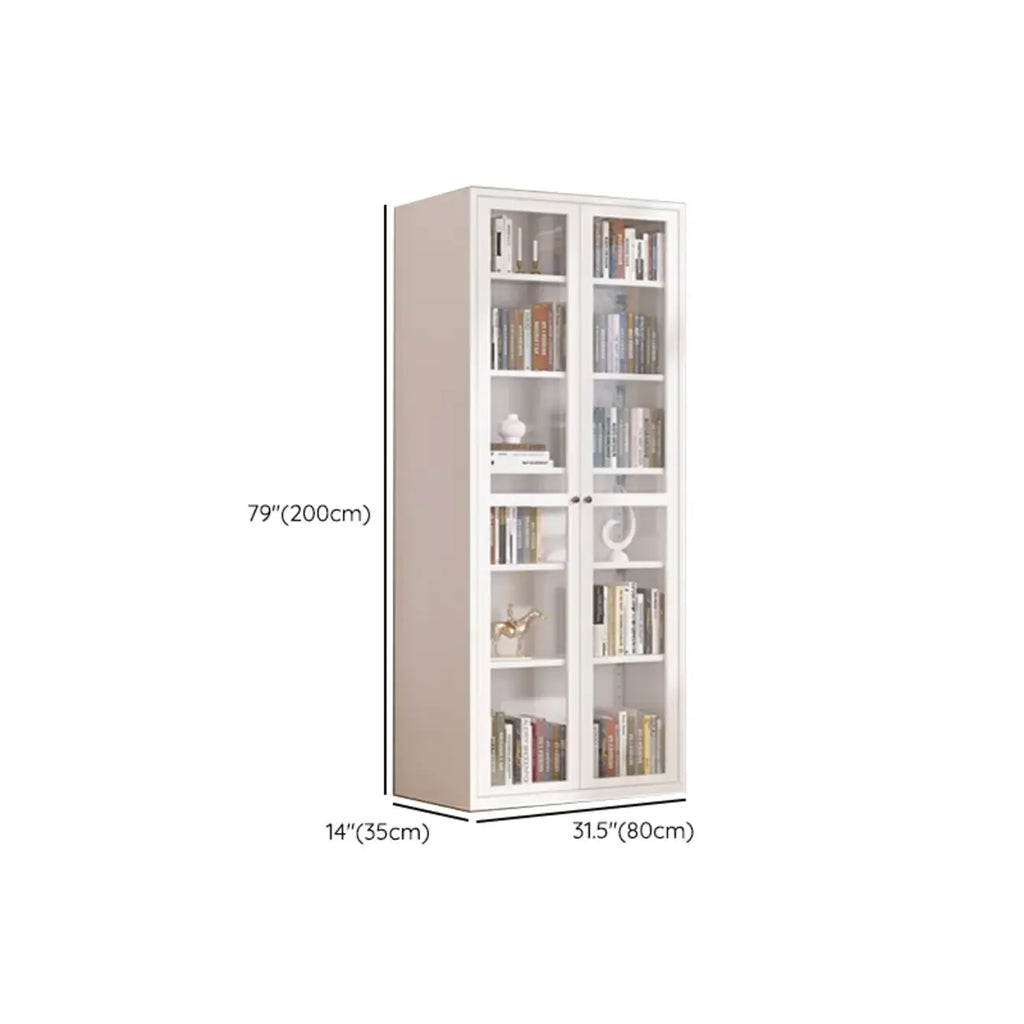 79'' White Alloy Rectangle Storage Cabinet with Exterior Shelf