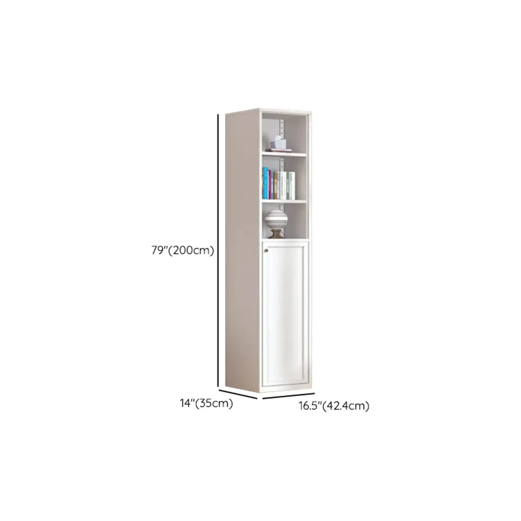 79'' White Alloy Rectangle Storage Cabinet with Exterior Shelf