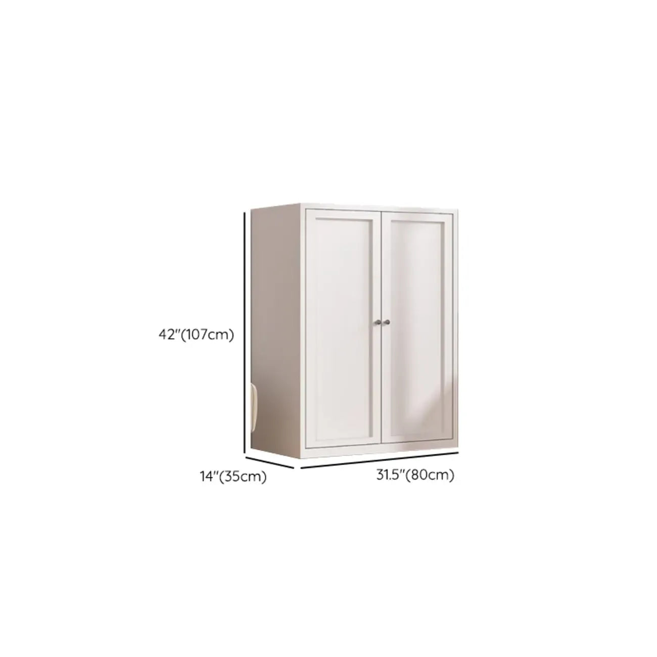 79'' White Alloy Rectangle Storage Cabinet with Exterior Shelf