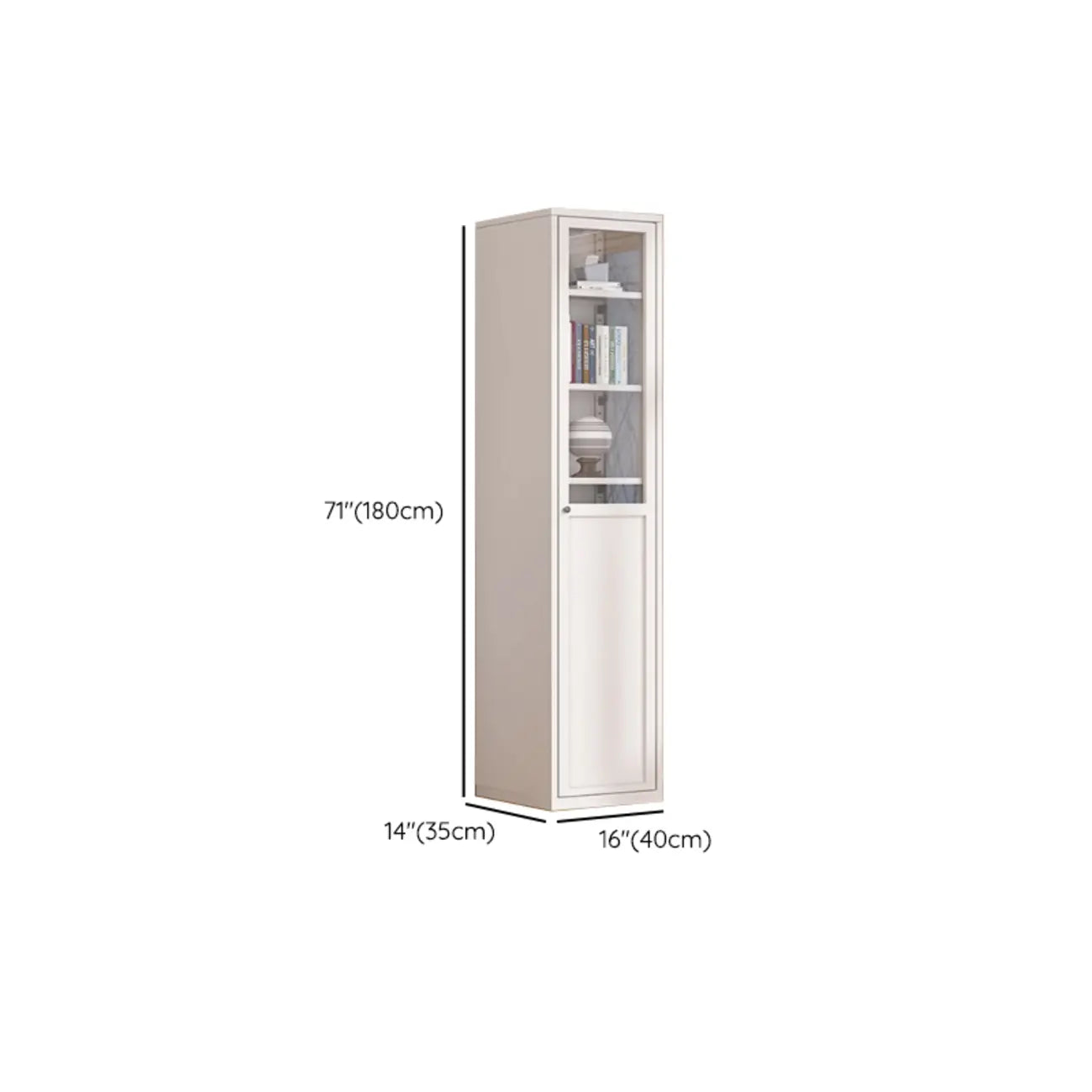 79'' White Alloy Rectangle Storage Cabinet with Exterior Shelf