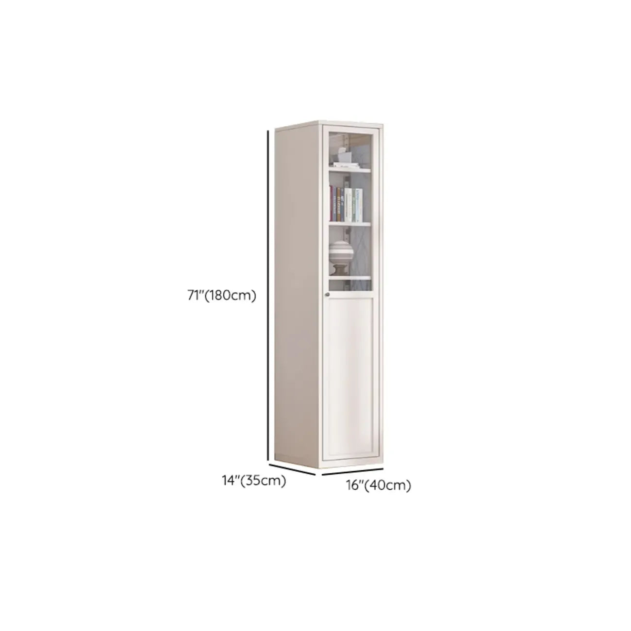 79'' White Alloy Rectangle Storage Cabinet with Exterior Shelf