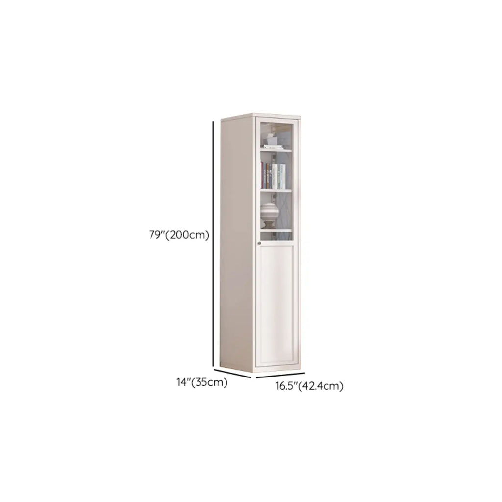 79'' White Alloy Rectangle Storage Cabinet with Exterior Shelf