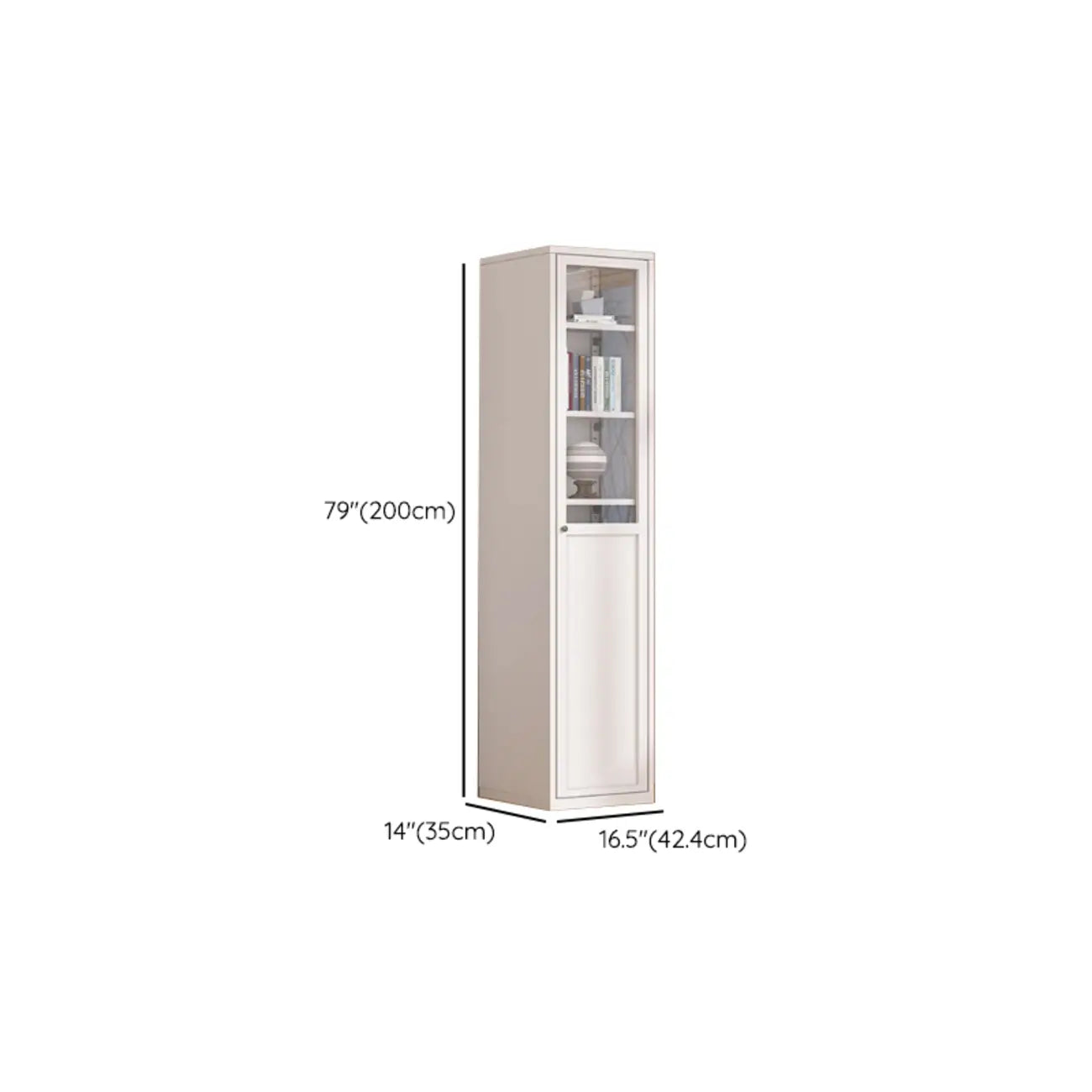 79'' White Alloy Rectangle Storage Cabinet with Exterior Shelf