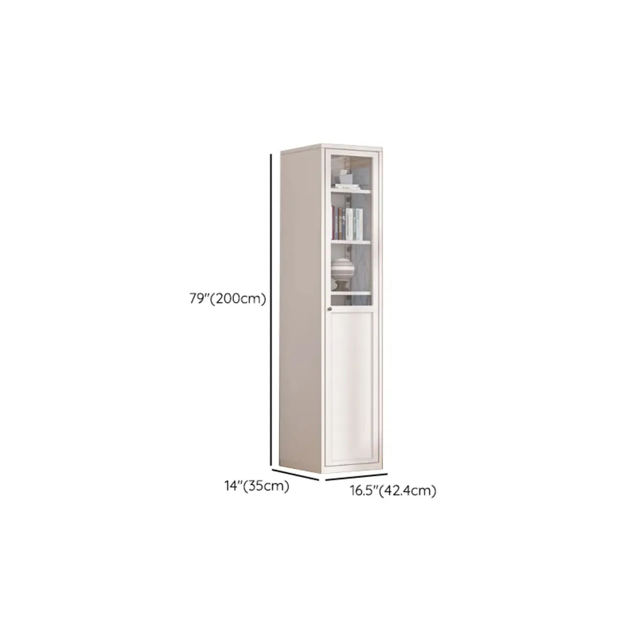 79'' White Alloy Rectangle Storage Cabinet with Exterior Shelf