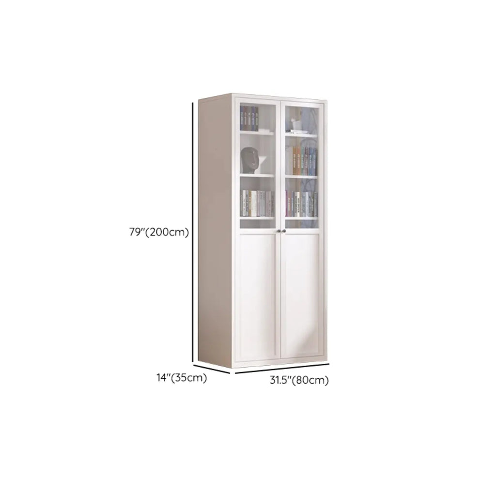79'' White Alloy Rectangle Storage Cabinet with Exterior Shelf