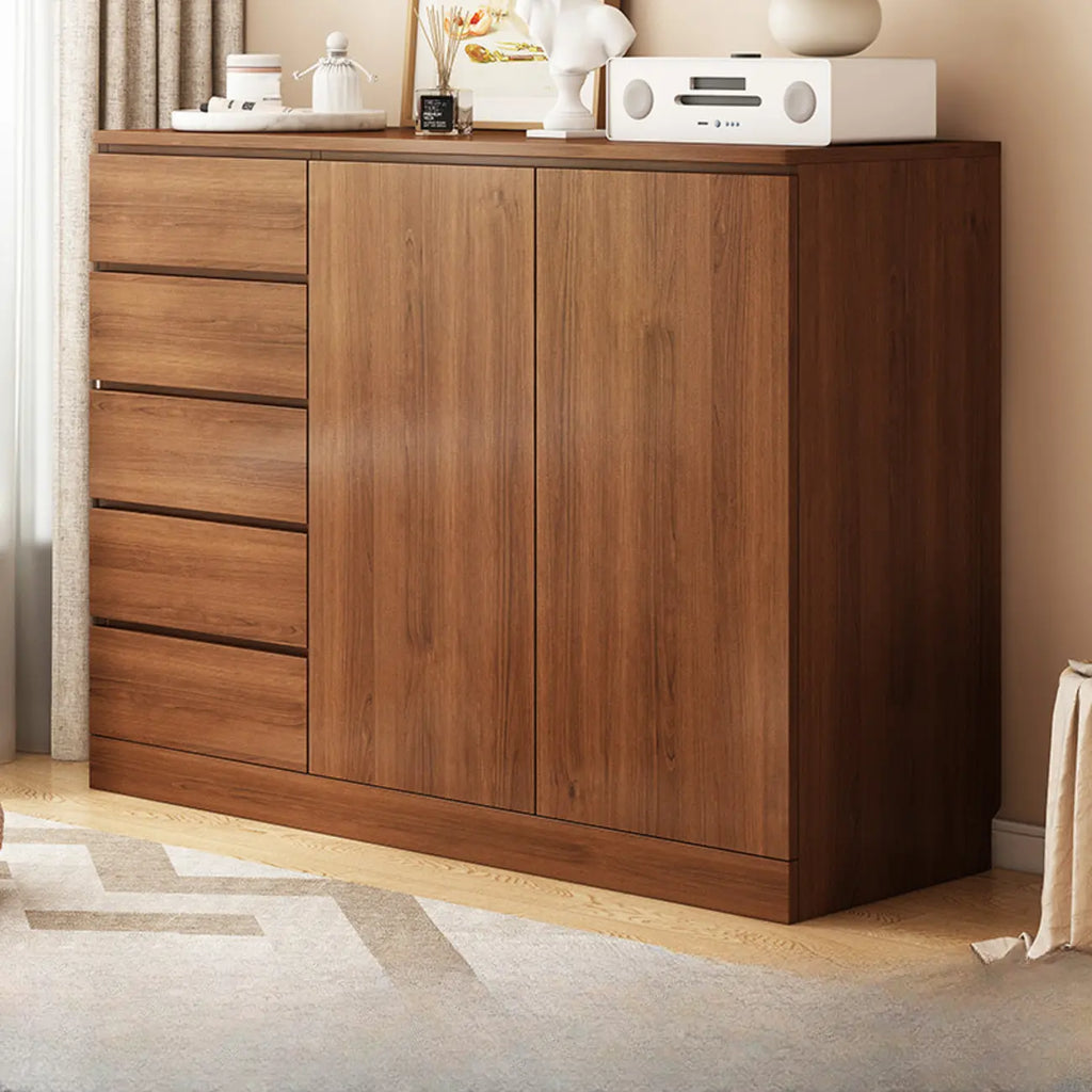 Free-Standing White Storage Cabinet with Drawers for Bedroom