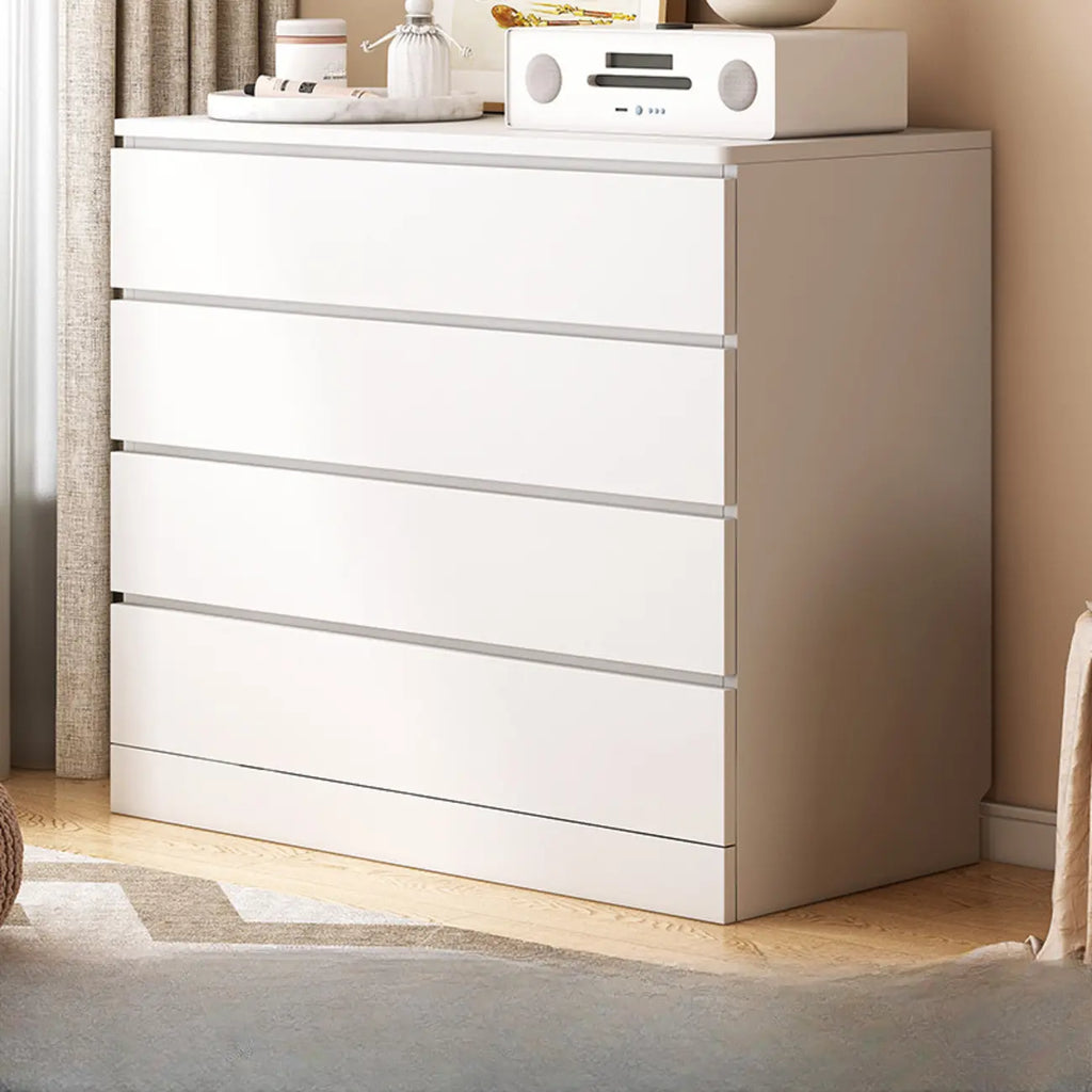 Free-Standing White Storage Cabinet with Drawers for Bedroom