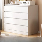 Free-Standing White Storage Cabinet with Drawers for Bedroom