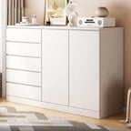 Free-Standing White Storage Cabinet with Drawers for Bedroom