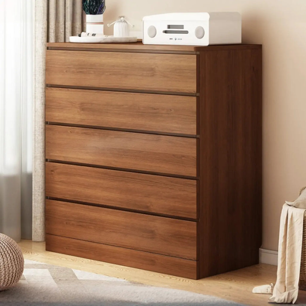 Free-Standing White Storage Cabinet with Drawers for Bedroom