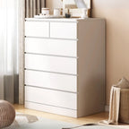 Free-Standing White Storage Cabinet with Drawers for Bedroom