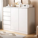 Free-Standing White Storage Cabinet with Drawers for Bedroom