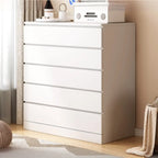 Free-Standing White Storage Cabinet with Drawers for Bedroom