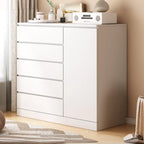 Free-Standing White Storage Cabinet with Drawers for Bedroom