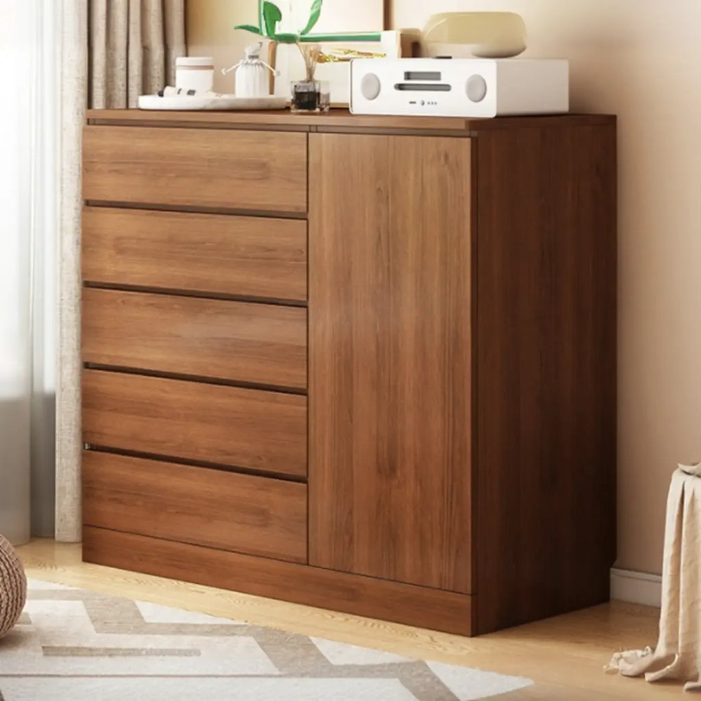 Free-Standing White Storage Cabinet with Drawers for Bedroom