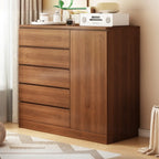 Free-Standing White Storage Cabinet with Drawers for Bedroom