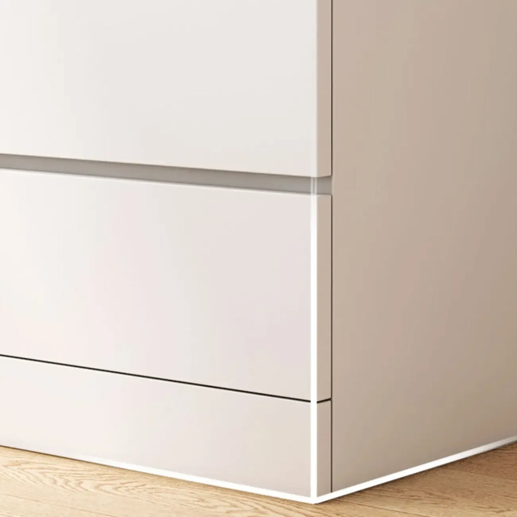 Free-Standing White Storage Cabinet with Drawers for Bedroom