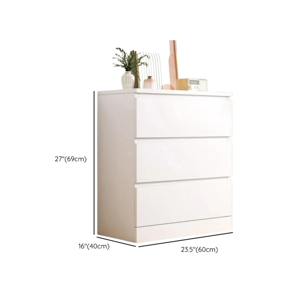 Free-Standing White Storage Cabinet with Drawers for Bedroom