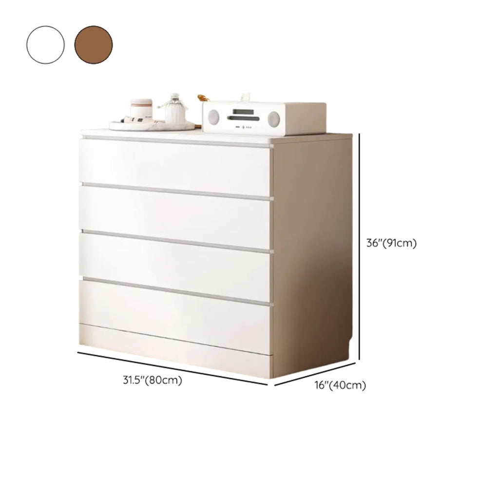 Free-Standing White Storage Cabinet with Drawers for Bedroom
