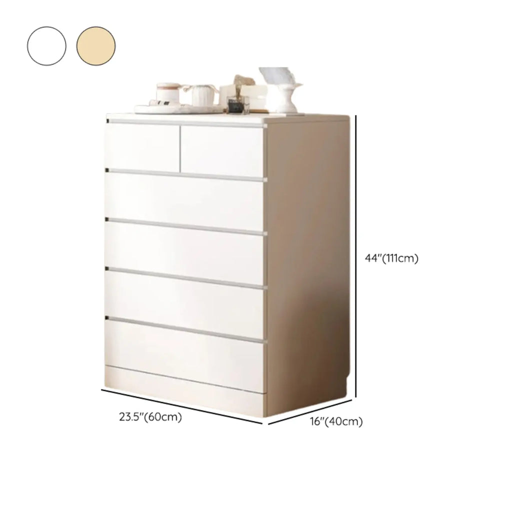 Free-Standing White Storage Cabinet with Drawers for Bedroom