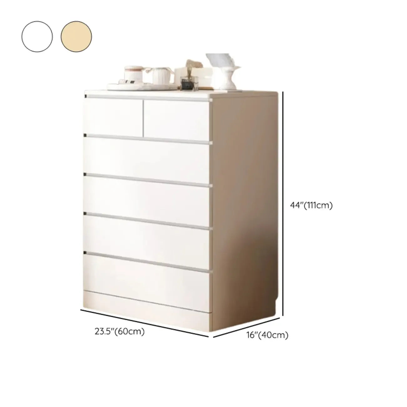 Free-Standing White Storage Cabinet with Drawers for Bedroom