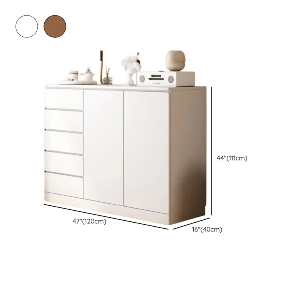 Free-Standing White Storage Cabinet with Drawers for Bedroom