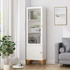 47‘’-71.5H Rectangular Wooden Display Cabinet with Glass Door