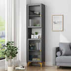 47‘’-71.5H Rectangular Wooden Display Cabinet with Glass Door