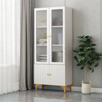 47‘’-71.5H Rectangular Wooden Display Cabinet with Glass Door