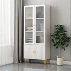 47‘’-71.5H Rectangular Wooden Display Cabinet with Glass Door