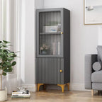 47‘’-71.5H Rectangular Wooden Display Cabinet with Glass Door